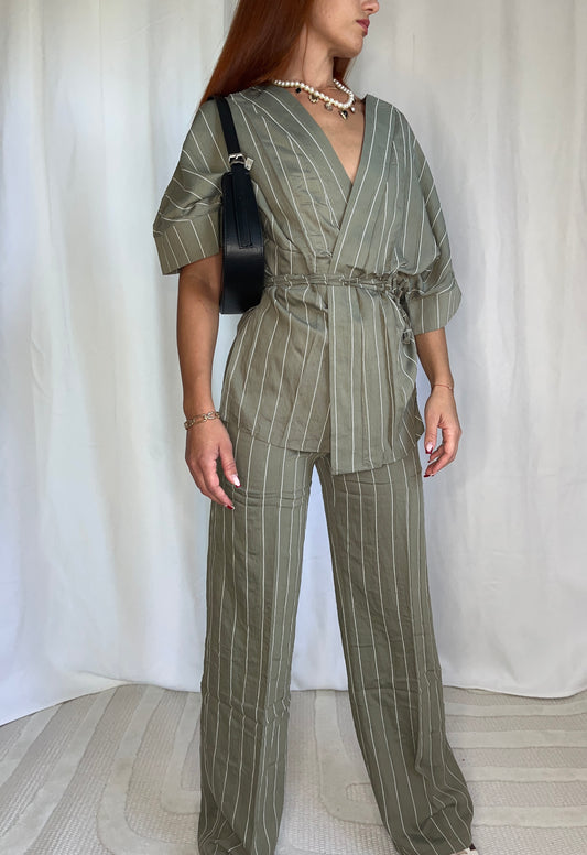 Pantalon SORIA – Palazzo Rayé Femme Chic & Fluide | Mimah Collection