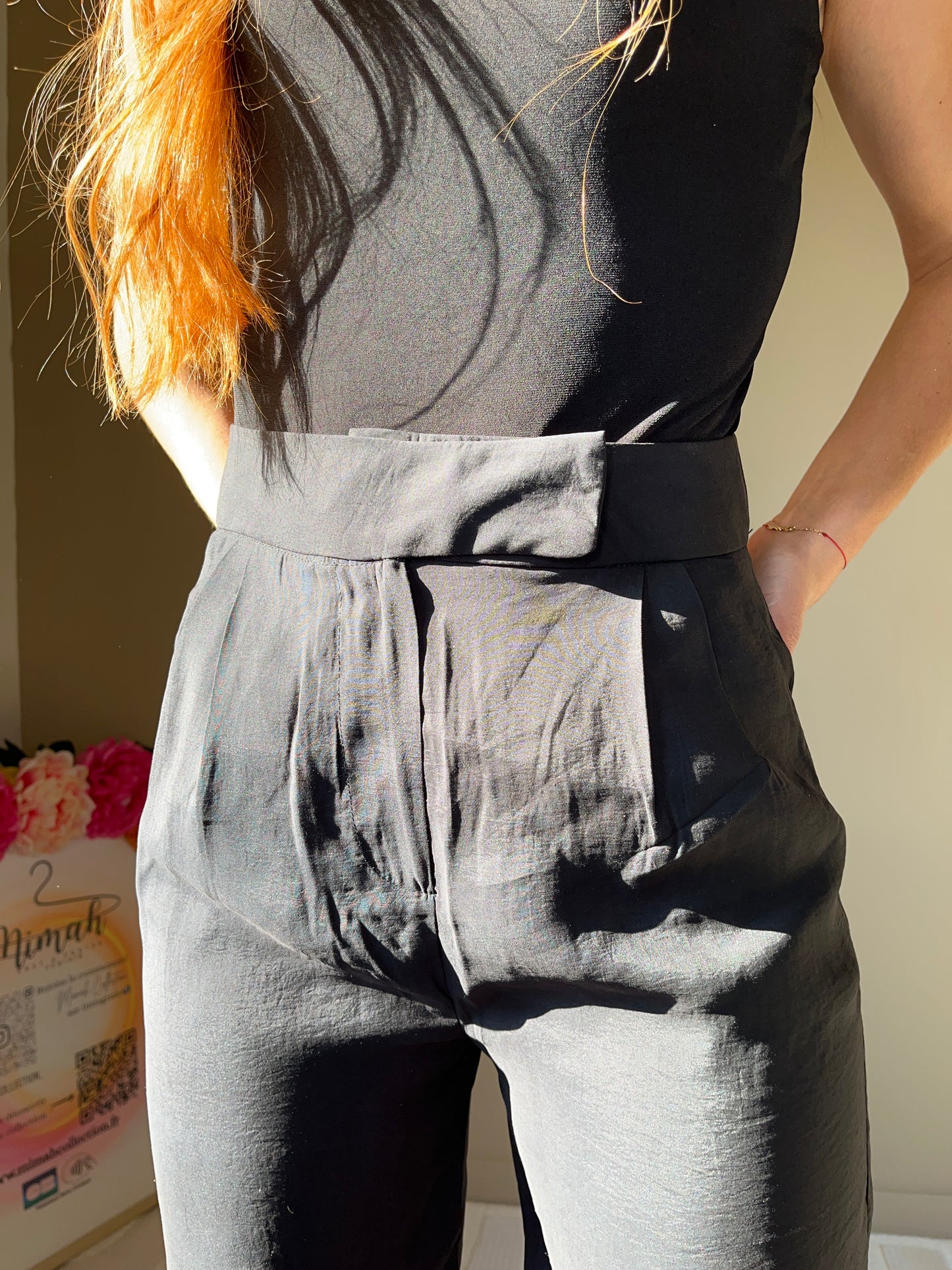 Pantalon taille haute chic noir « Gabrielle » – Élégance et confort