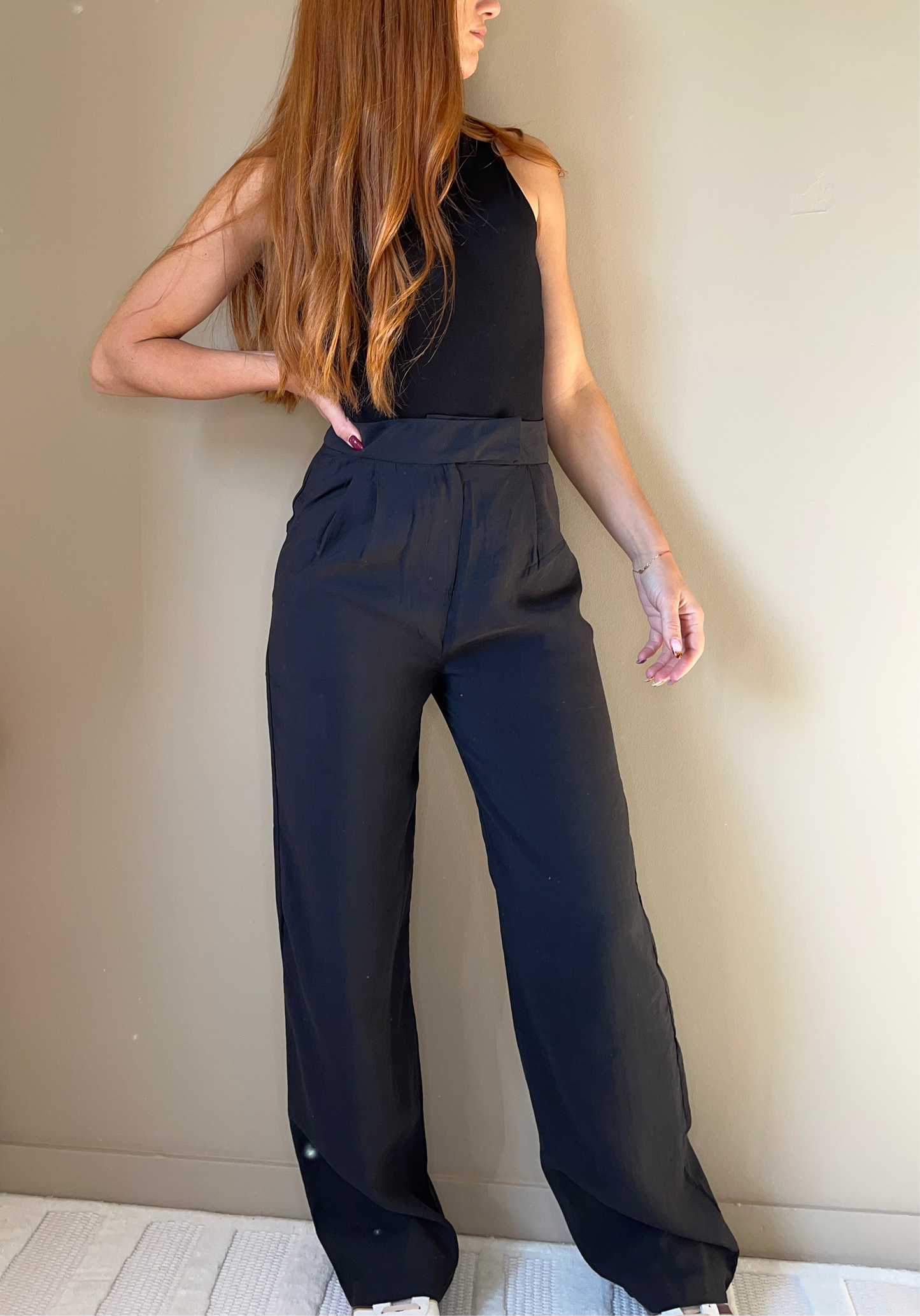 Pantalon taille haute chic noir « Gabrielle » – Élégance et confort