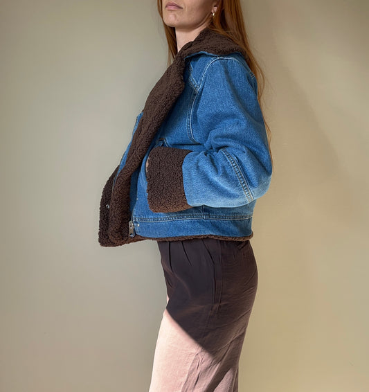 Veste en Jean Doublée Fourrure – Style Oversize & Confort