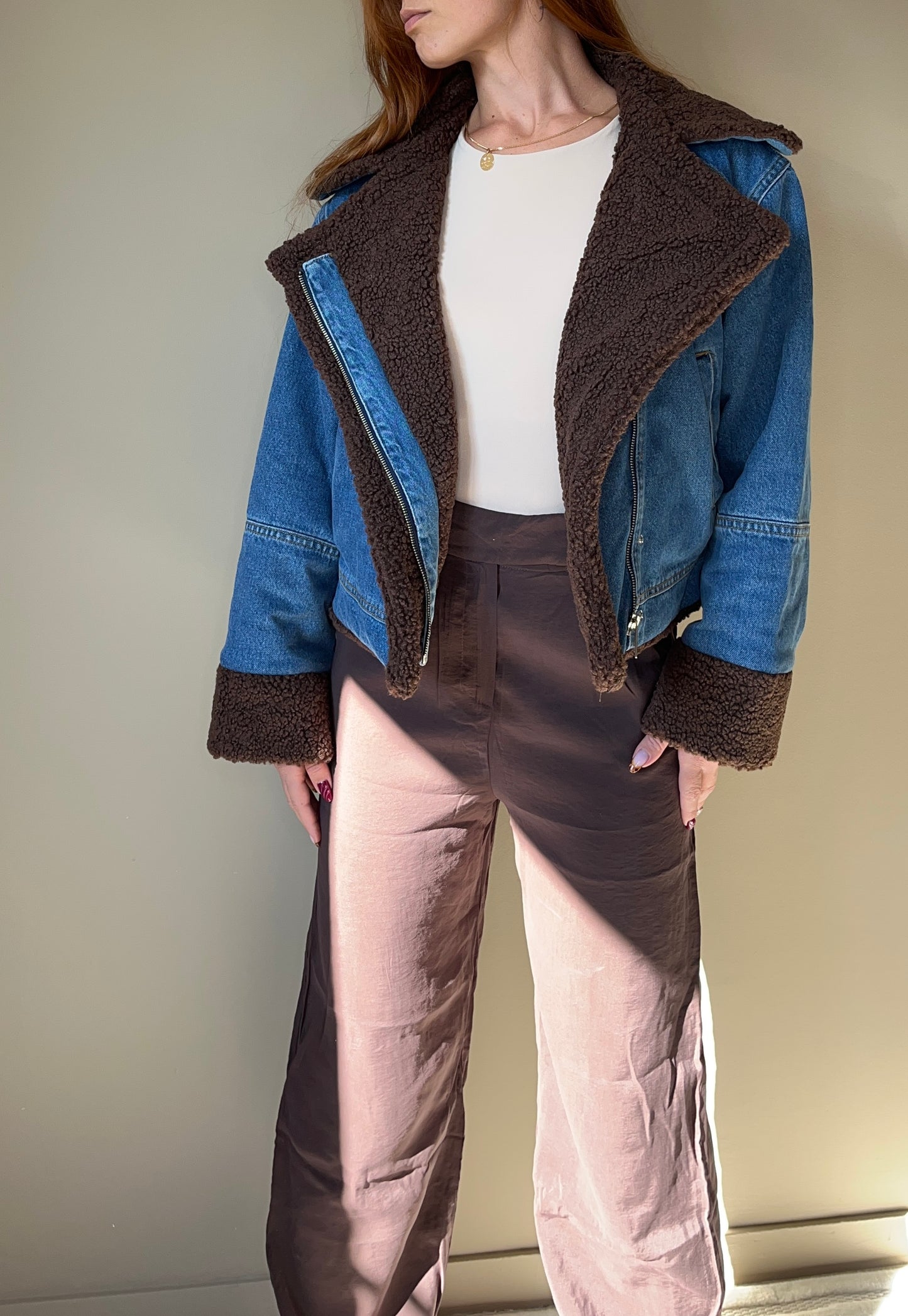 Veste en Jean Doublée Fourrure – Style Oversize & Confort