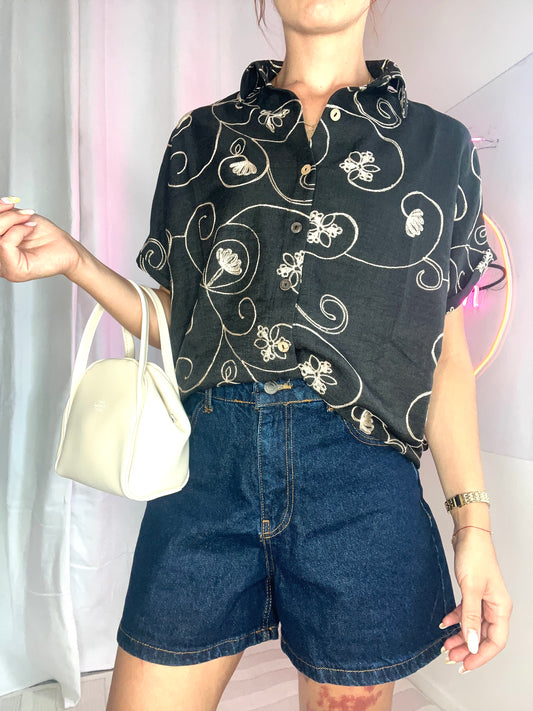 Chemise fluide brodée “Été Bohème”