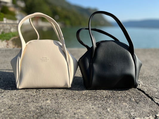 Sac à main femme mini – Simili cuir – Porté main ou épaule – Noir & Beige | Mimah Collection