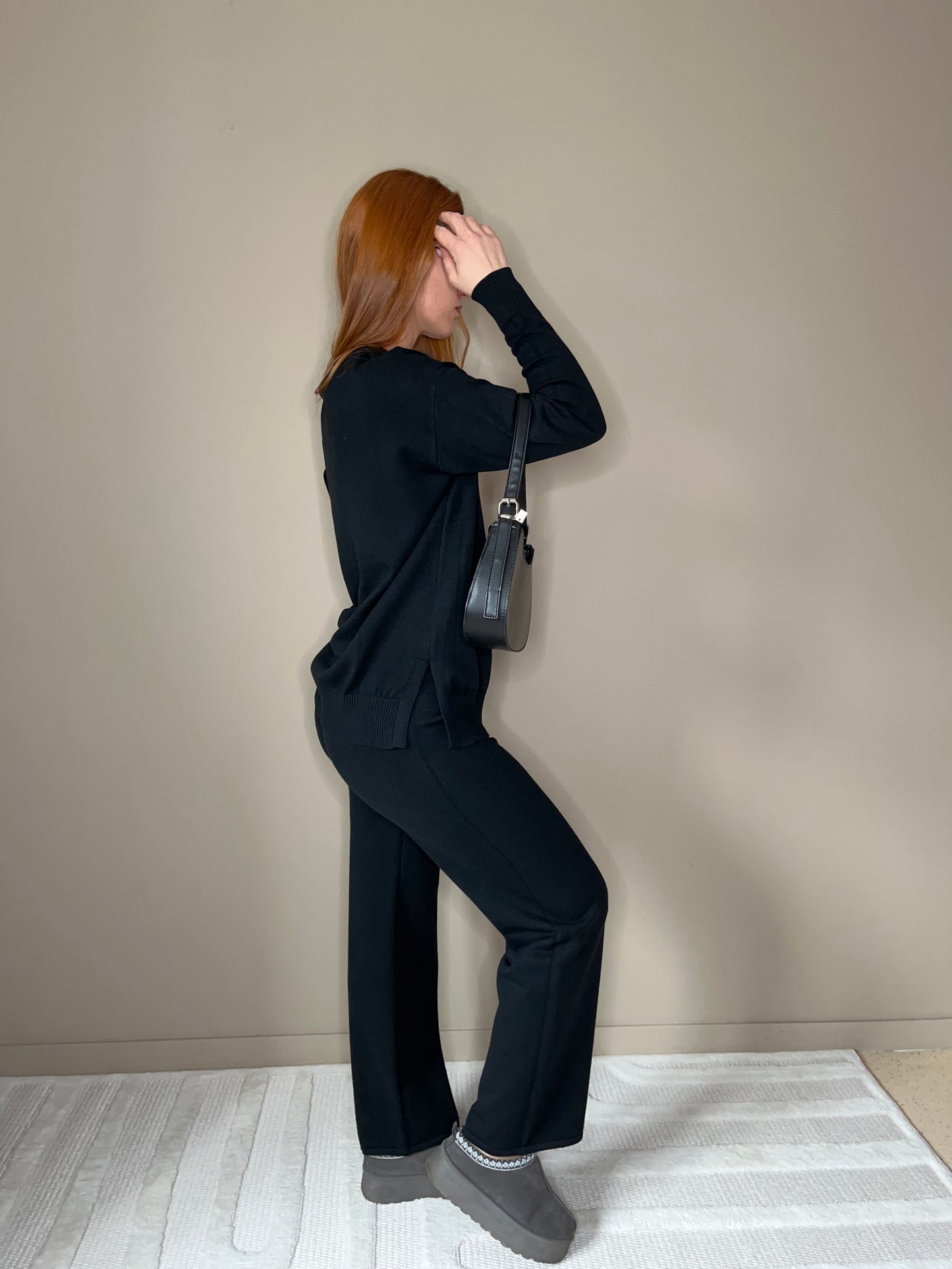 Ensemble maille noir femme pull & pantalon – Confort chic