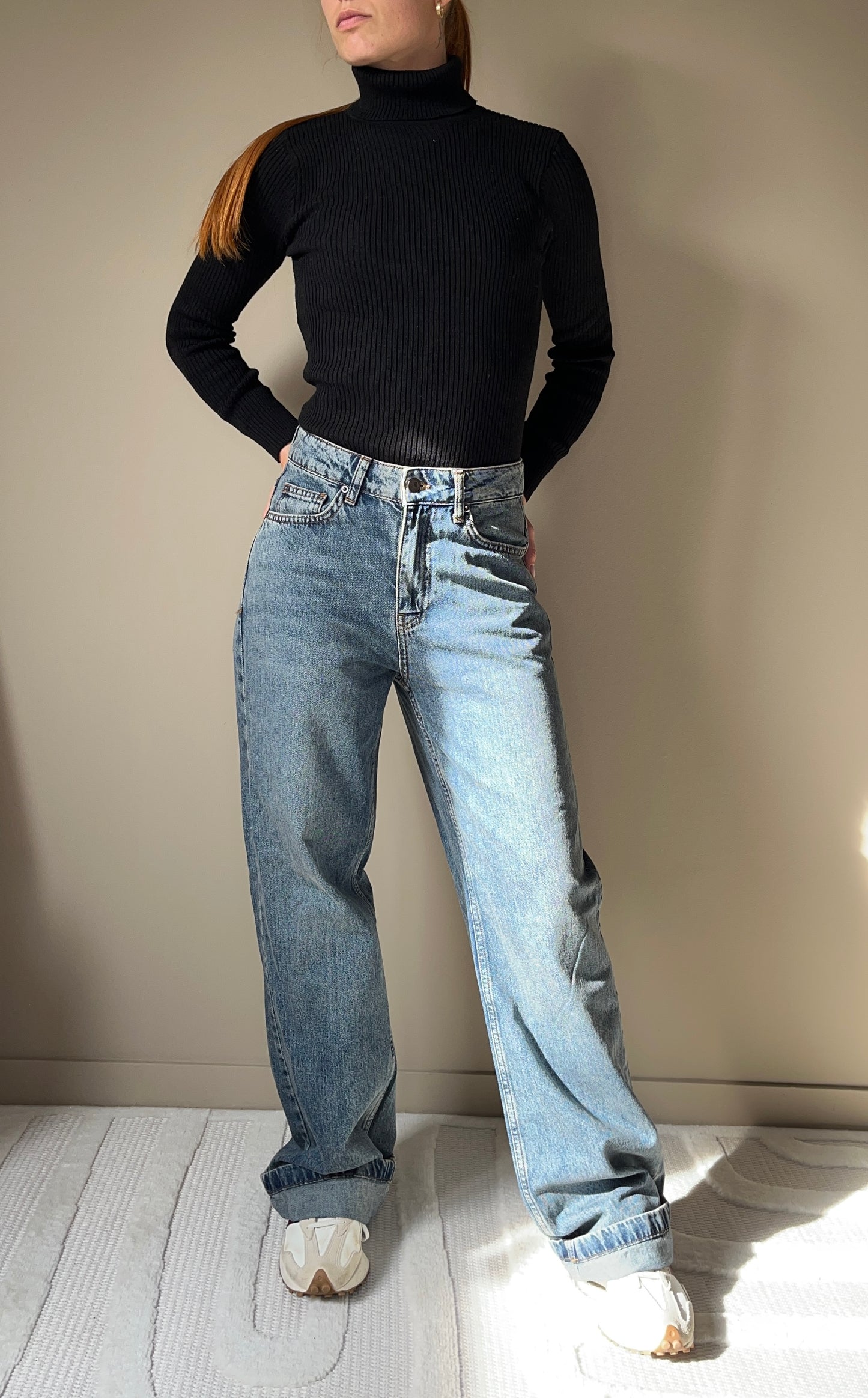 Jean Clara – Taille haute coupe wide leg – Bleu clair