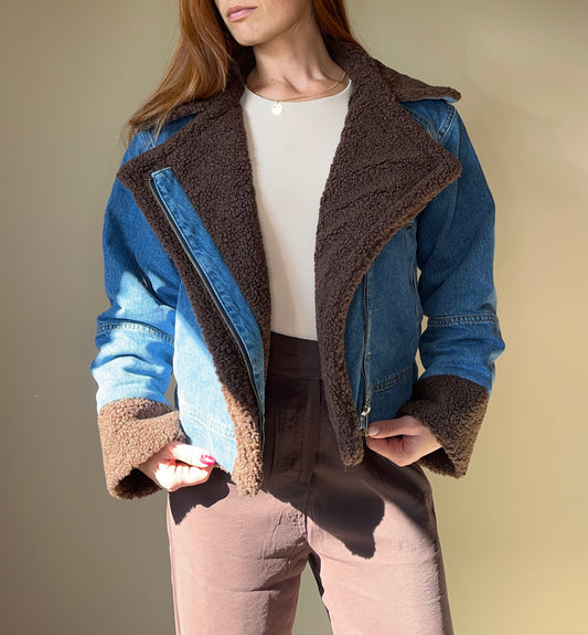 Veste en Jean Doublée Fourrure – Style Oversize & Confort