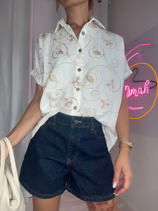 Chemise fluide brodée “Été Bohème”